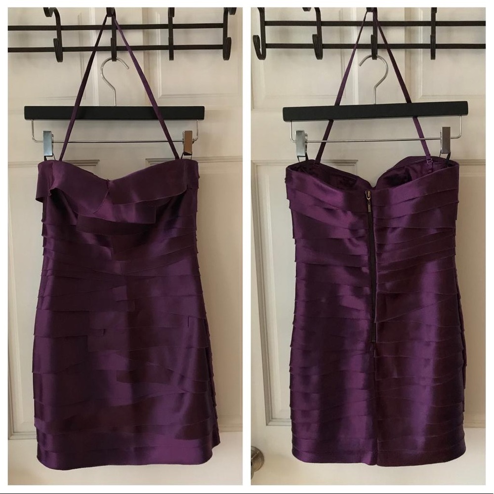 Bebe Purple Cocktail Dress - Satin Layered 🎉